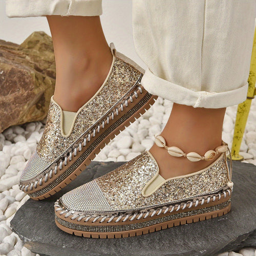 Stilla | Krystal Loafers Til Damer, Hæl 3 Cm, Komfortable Sko På Platform