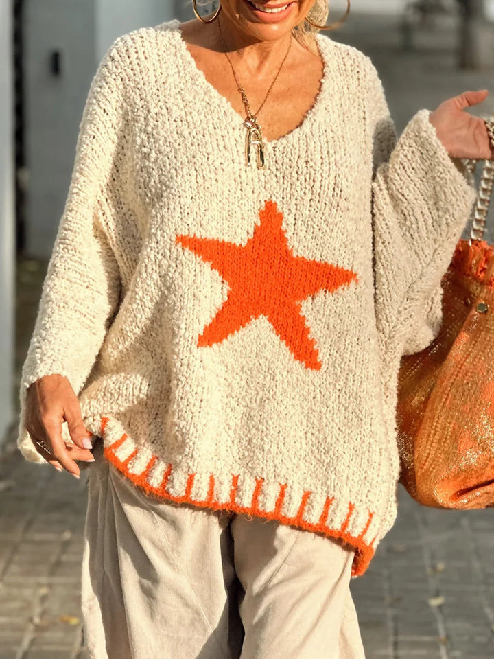Stilla | Størrelse Pullover Med Lange Ærmer og Stjerner V-udskæring