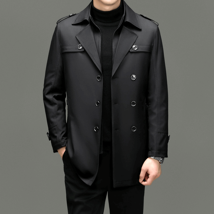 Stilla | Herrens dobbeltbrystet trenchcoat