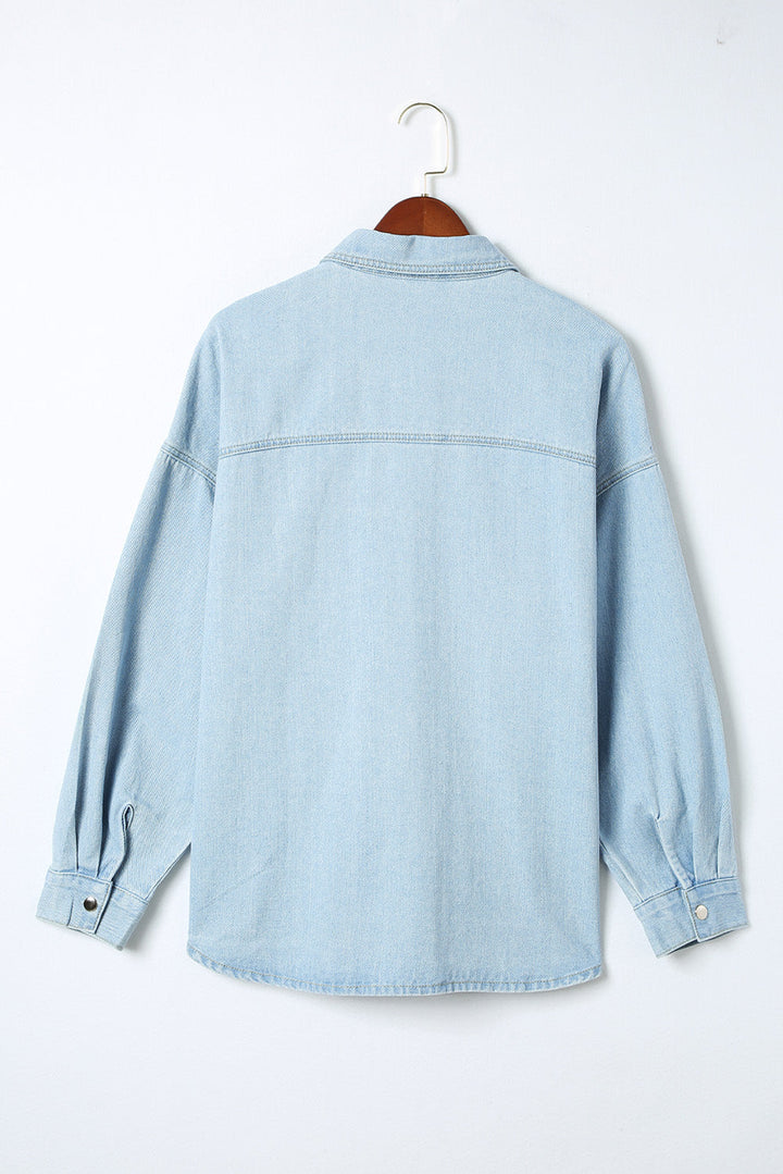 Stilla | Størrelse Snap Down Lomme Denim Jakke