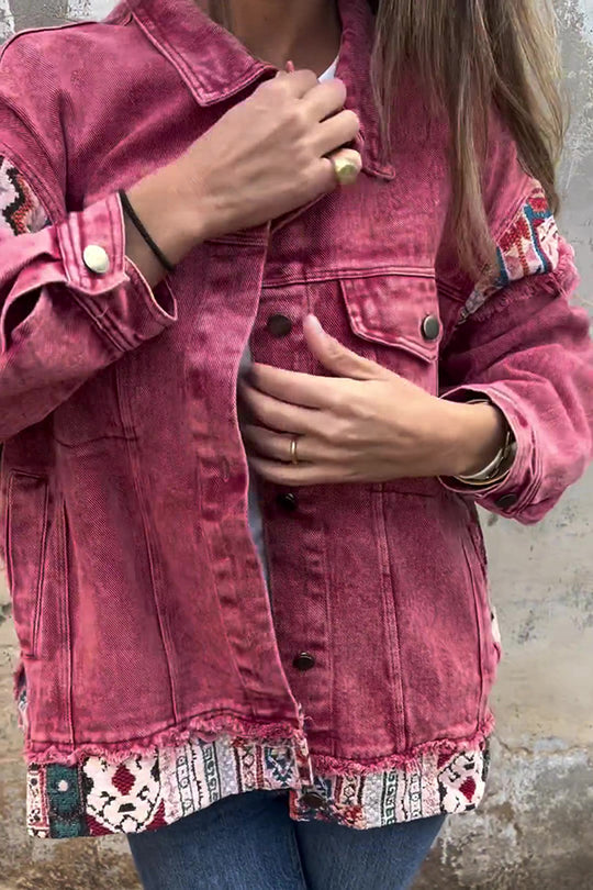 Stilla | Vintage Patchwork Jeansjakke Med Store Lommer