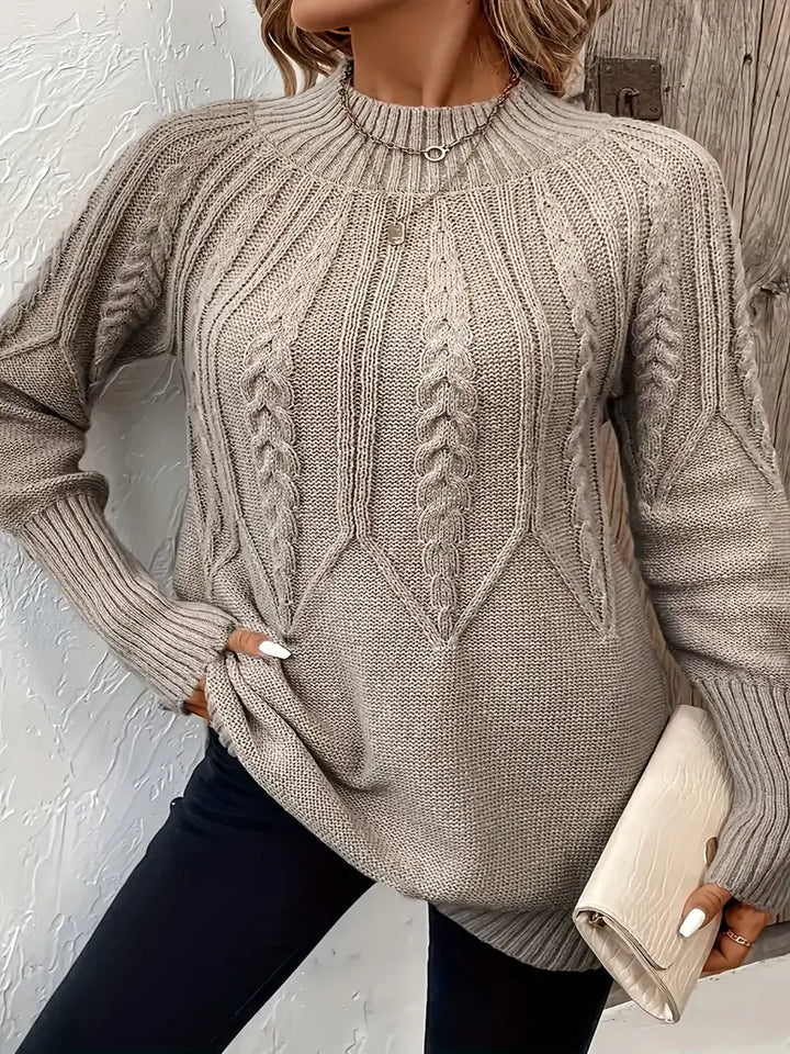 Stilla | Udenlandsk Trøje, Khaki, Turtleneck, Lange Ærmer, Stræk Polyester