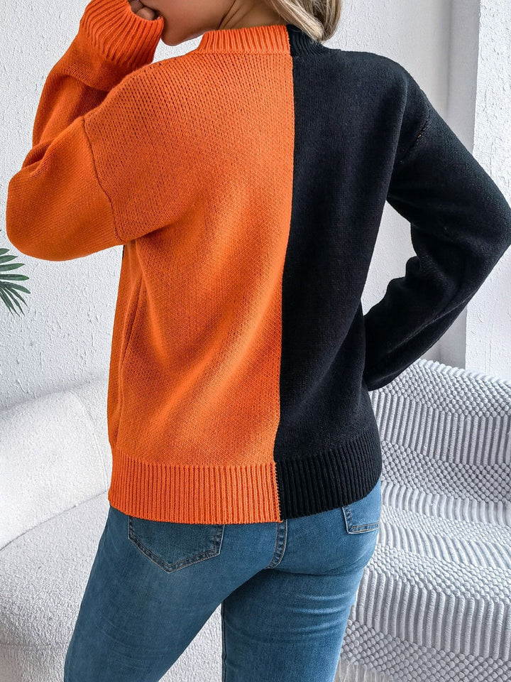 Stilla | Kontrastærmer Pullover med Rundhalset til Trendy Looks