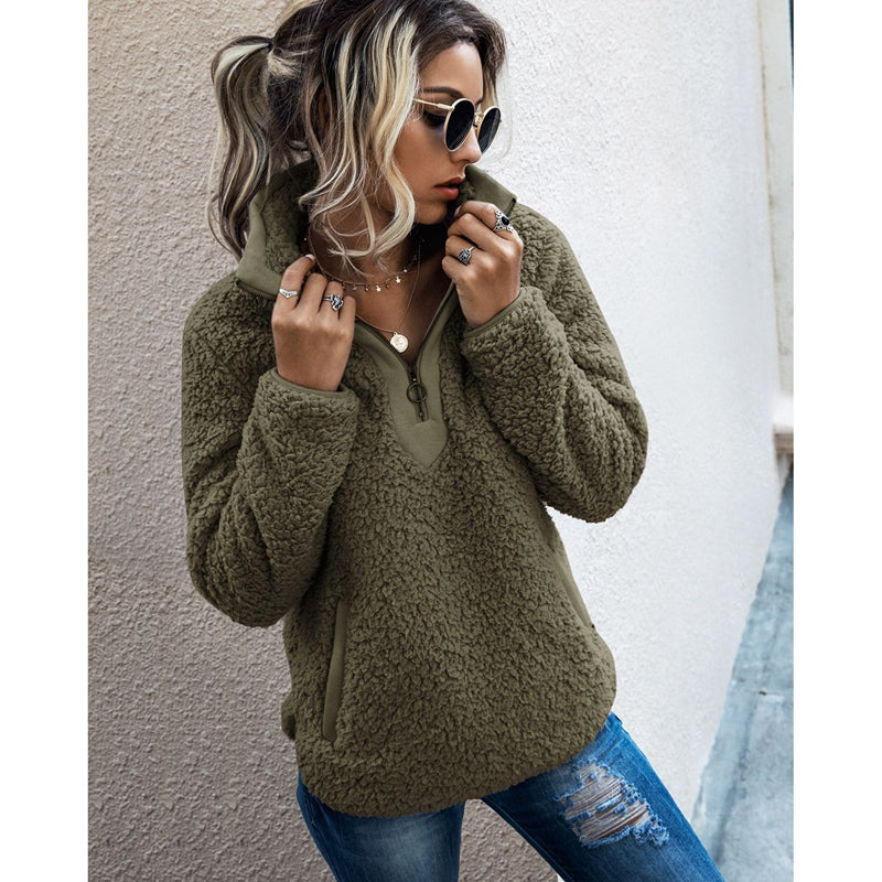 Stilla | Behagelig Strikfleece Sweatshirt Med Lynlås Til Kvinder