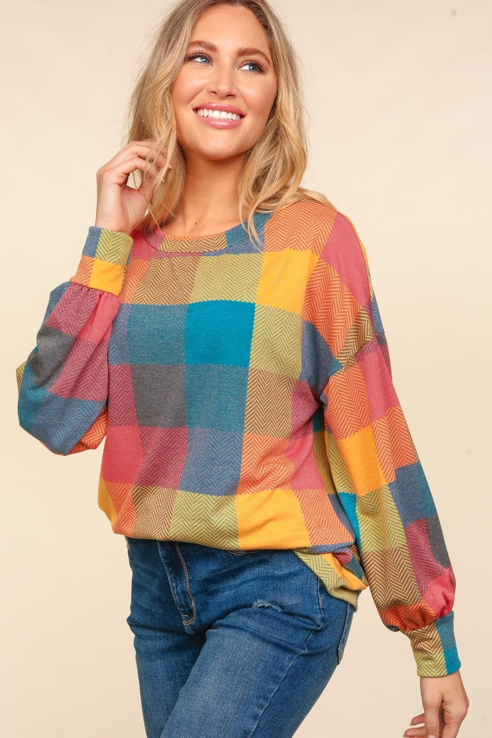 Stilla | Haptics Kort Skåret Ternet Crewneck Overdel