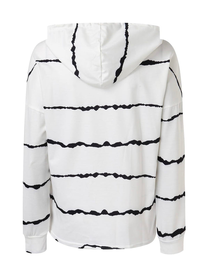 Stilla | Stribet Hættepullover Med Snøre og Lange Ærmer