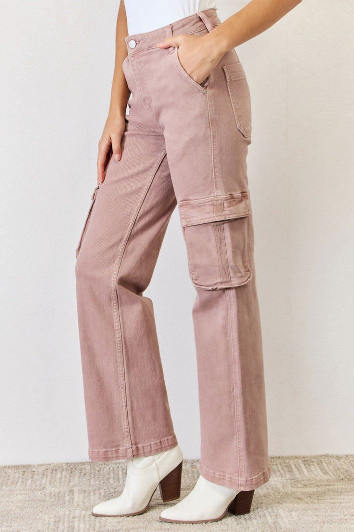 Stilla | Full Size Høj Talje Cargo Bred Ben Jeans