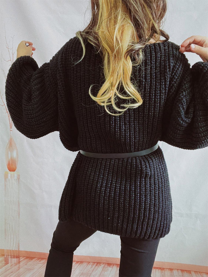 Stilla | Langærmet sweater med bådhals og bælte
