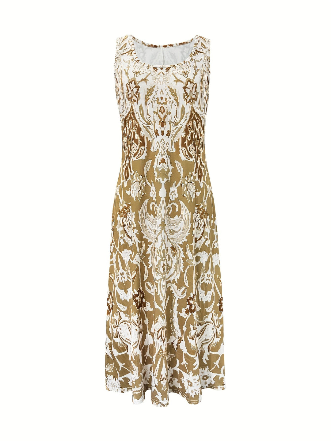 Stilla | Sommerskjorte Maxi Med Blomster Mønster A-Line Uden Ærmer Vævet Talje