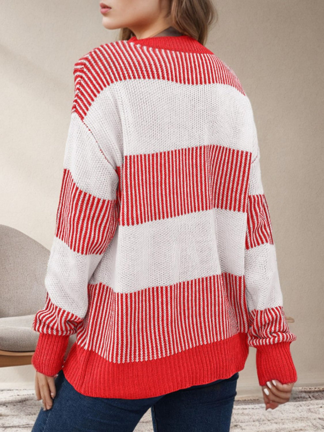 Stilla | Langærmet Sweatshirt med stribemønster og rund halsudskæring