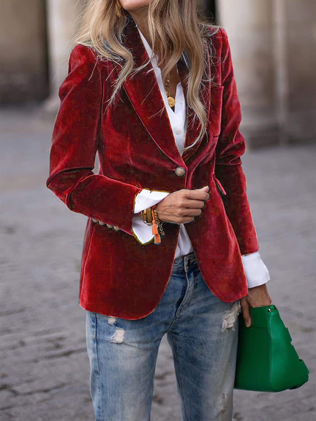 Stilla | Blazer - En-knap-lukning med struktureret snit