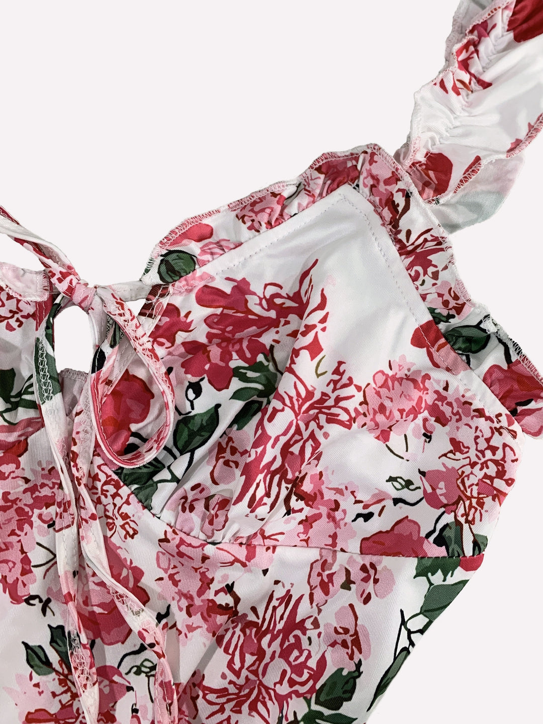 Stilla | Blomstret Kjole Med Ærmer, Bindes Foran Bodycon Uden Ryg