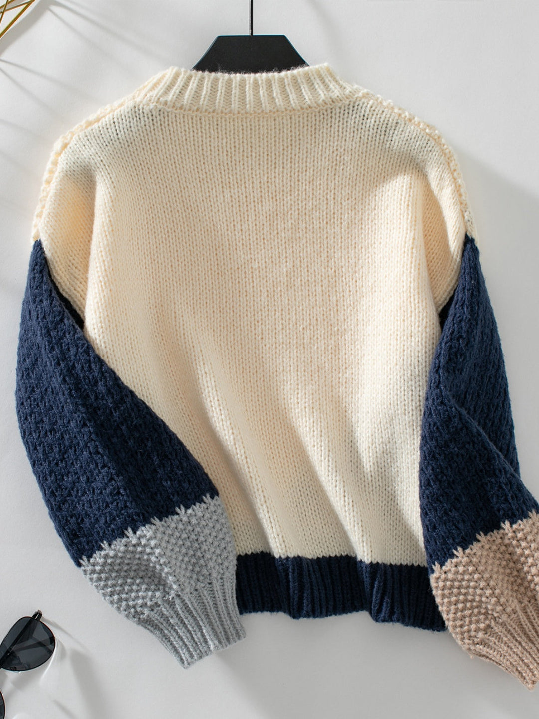 Stilla | Farveblok Pullover Med Rund Hals Og
