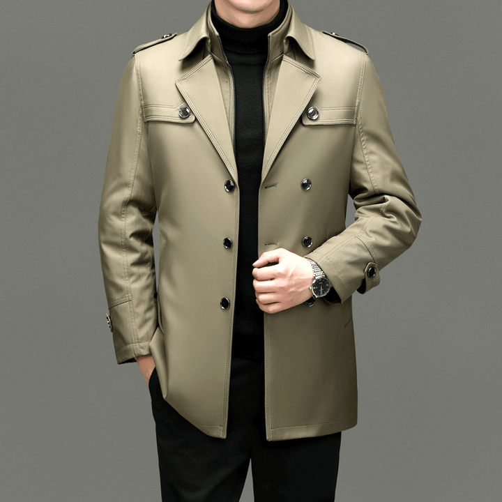 Stilla | Herrens dobbeltbrystet trenchcoat