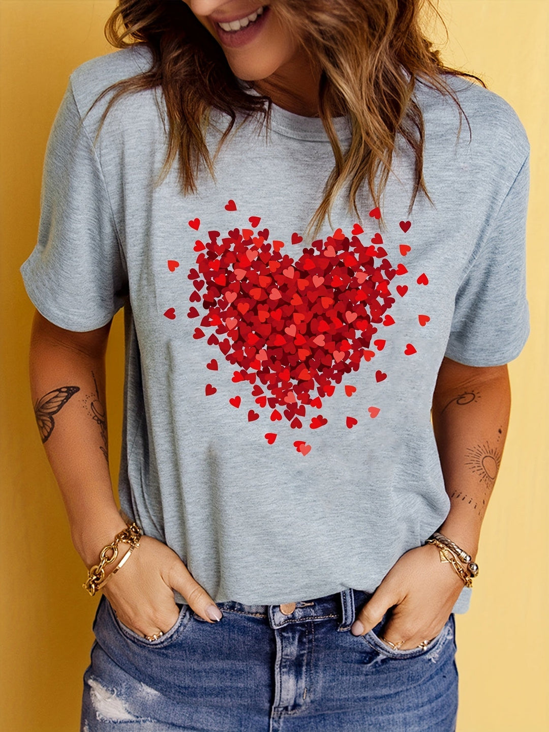 Stilla | Dame T-Shirt Med Hjerteprint