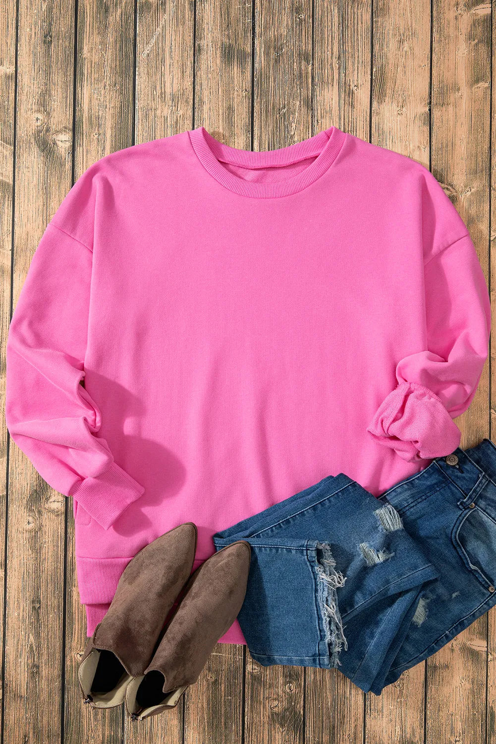 Stilla | Sweatshirt med lange ærmer og rund halsudskæring Oppe og Nede