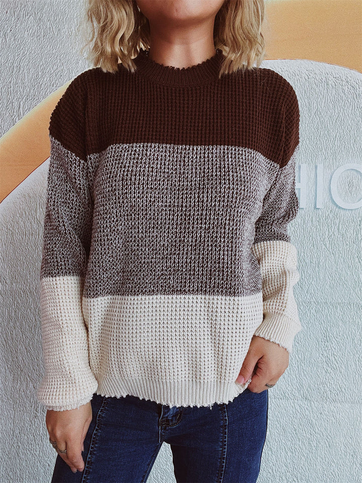 Stilla | Pullover med lange ærmer og farveblok design