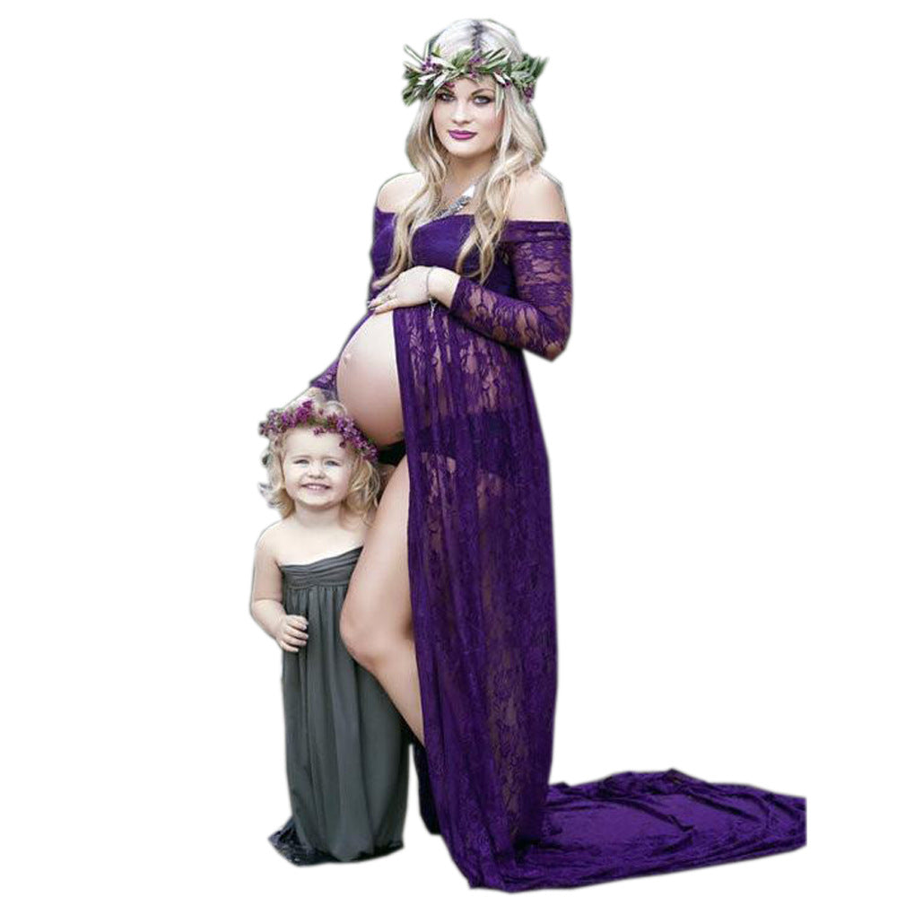 Damer elegant spids-Maternity kjole med split Stilla