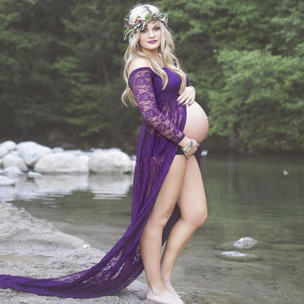 Damer elegant spids-Maternity kjole med split Stilla