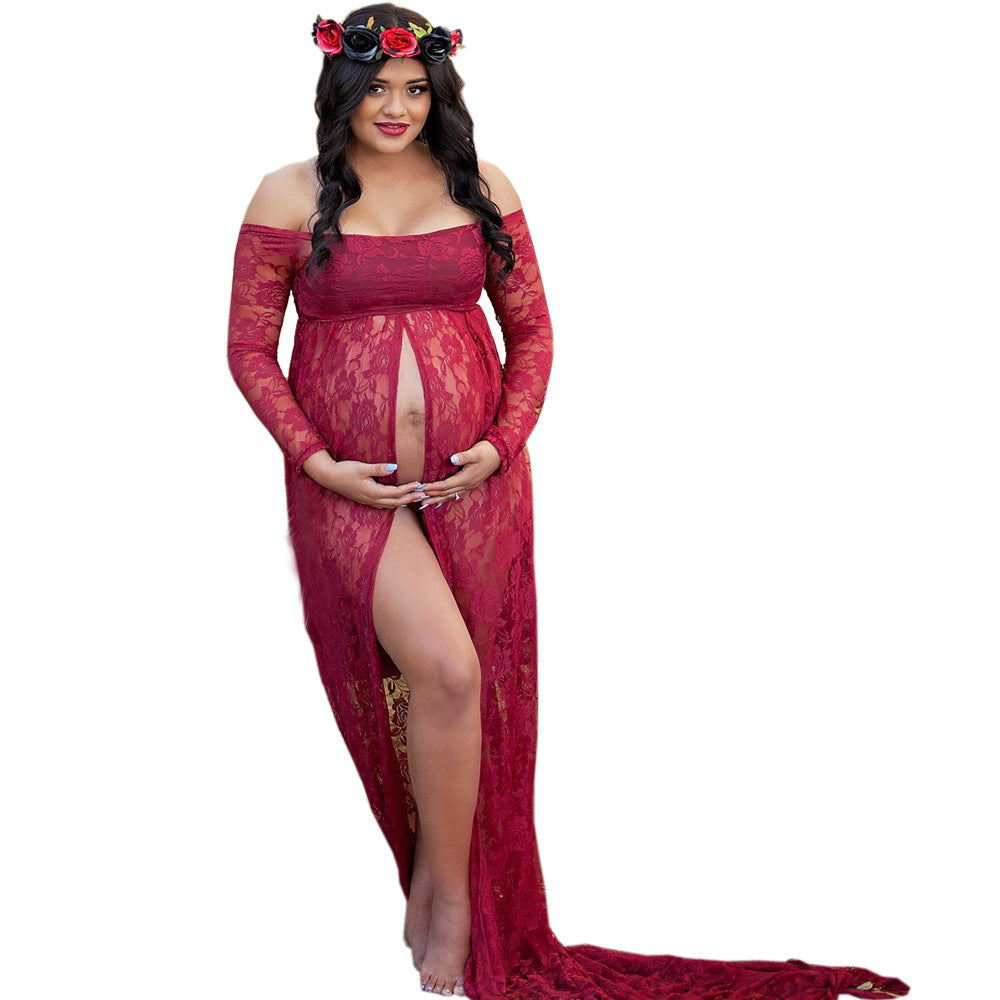 Damer elegant spids-Maternity kjole med split Stilla