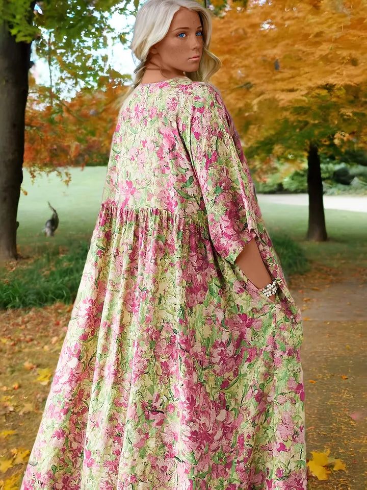 Stilla | Boho Maxi Kjole Med Blomstertryk