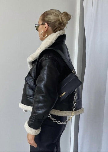 Stilla | Læder shearling-foret jakke - Edgy stil møder hyggelig komfort