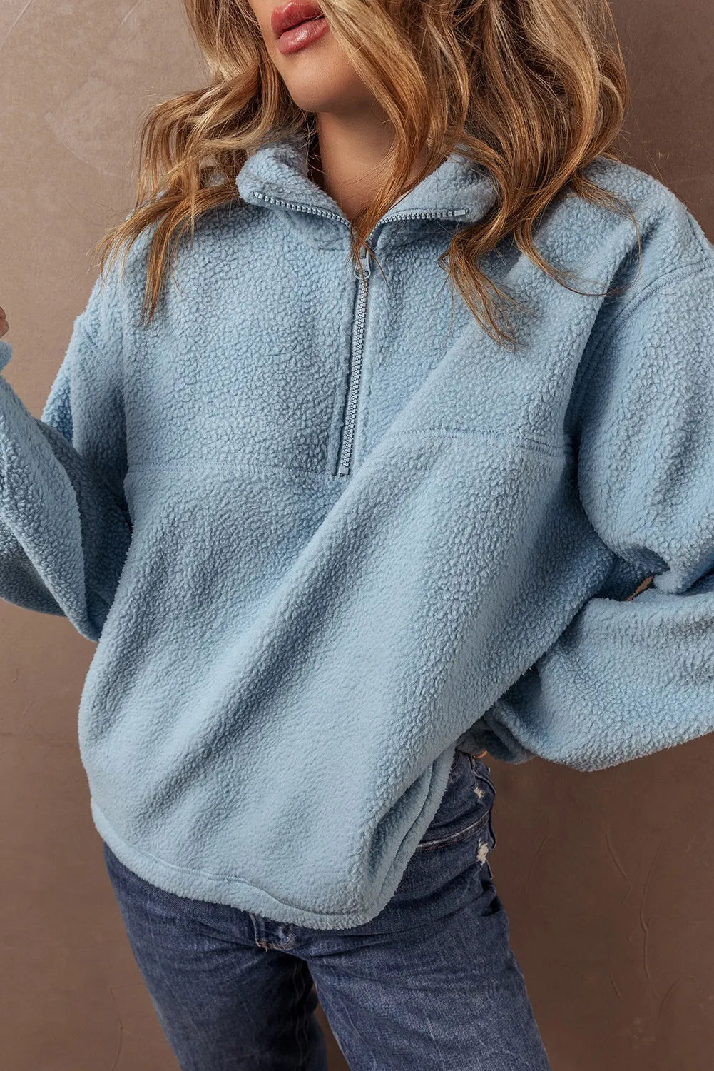Stilla | Sweatjacke med lange ærmer og halvdelt lynlås