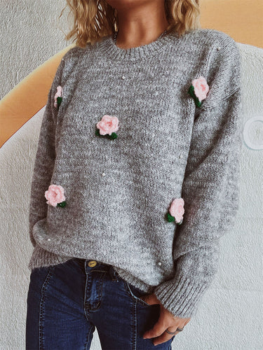 Stilla | Pullover med lange ærmer og rund blomsterudskæring