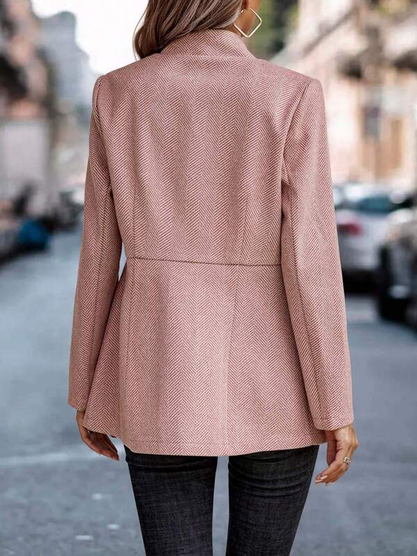 Stilla | Moderne Einfarbige Blazerjacke in Pink Mit Langen Ärmeln