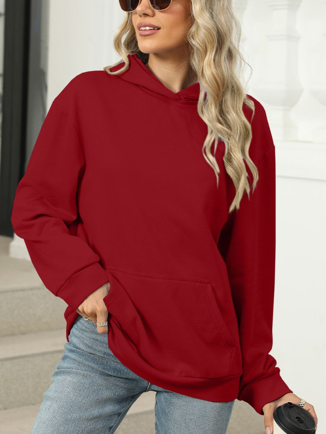 Stilla | Hættepullover med lommer og lange ærmer