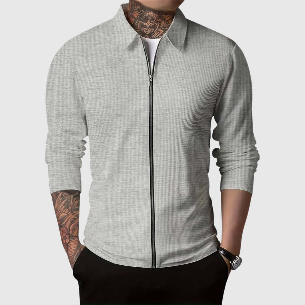 Stilla | Herre Vaffelstrik Zip-Up Jakke