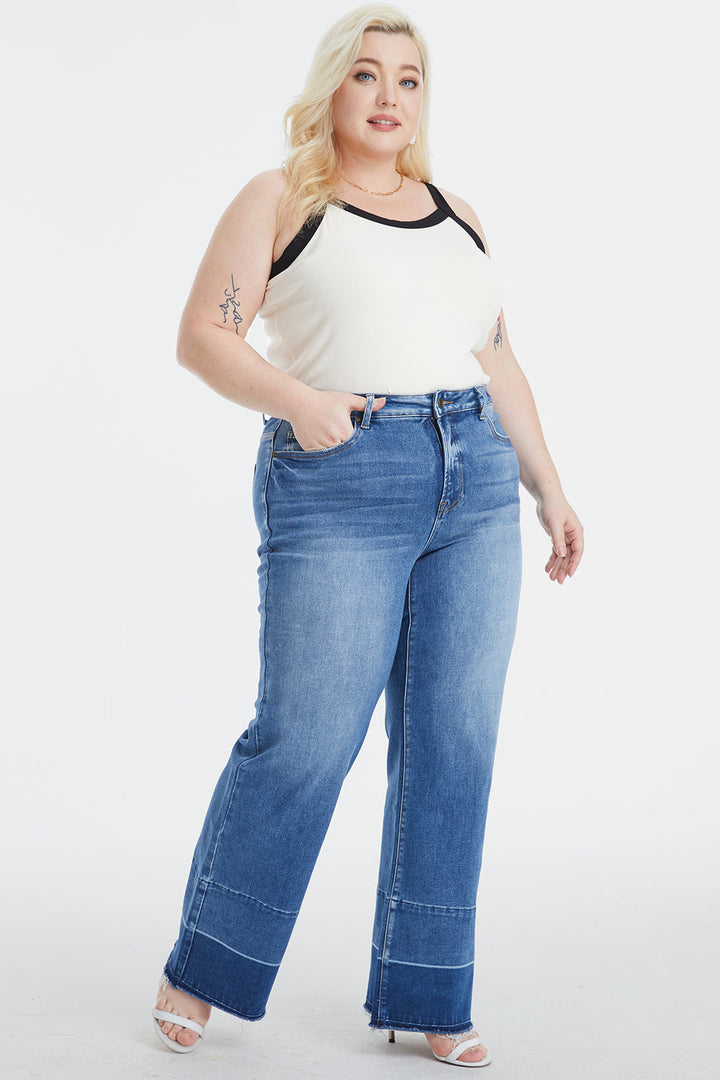 Stilla | Full Size Høj Talje Cat's Whisker Wide Leg Jeans