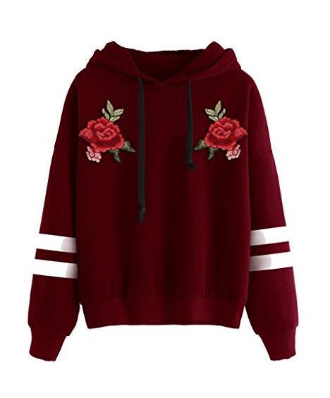 Kvinders sweatshirt med høj kvalitet ros broderi Stilla