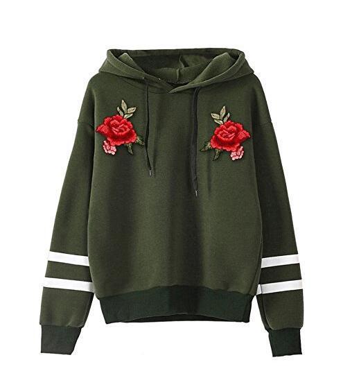 Kvinders sweatshirt med høj kvalitet ros broderi Stilla