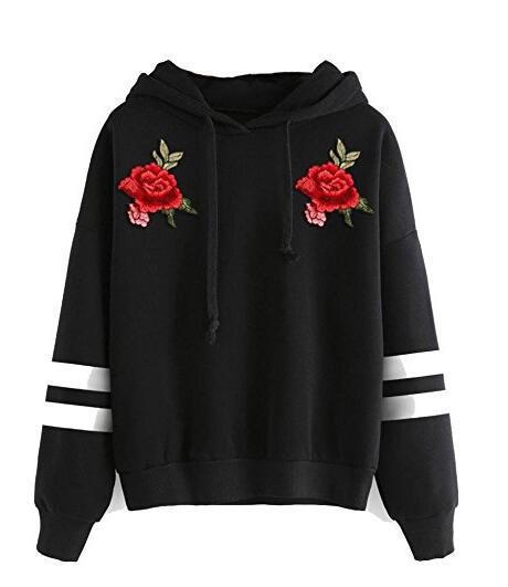 Kvinders sweatshirt med høj kvalitet ros broderi Stilla