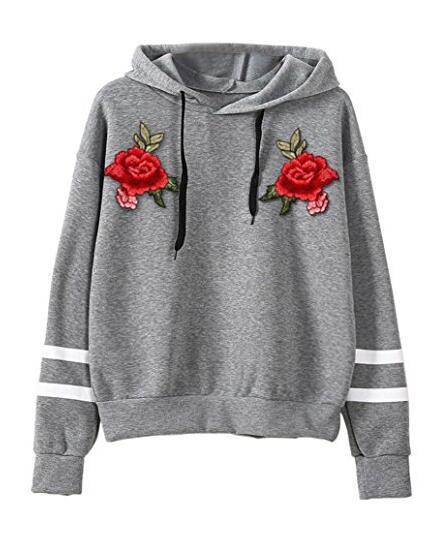 Kvinders sweatshirt med høj kvalitet ros broderi Stilla