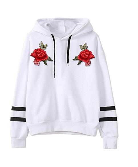 Kvinders sweatshirt med høj kvalitet ros broderi Stilla