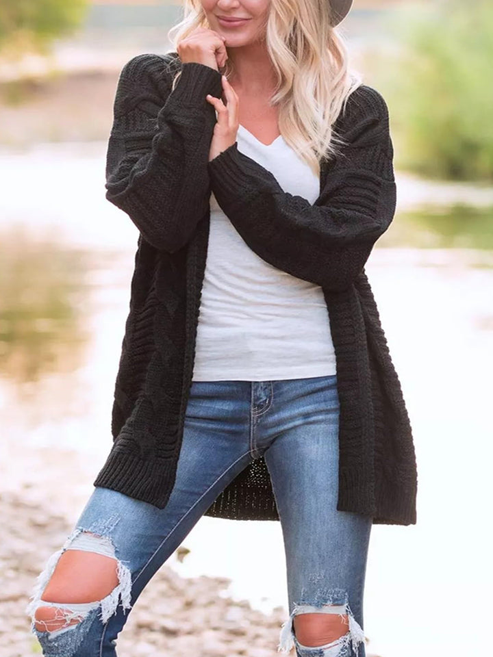Stilla | Strik Åben Front Langærmet Cardigan