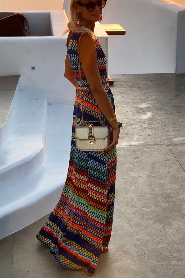 Stilla | Sunsæt Stories One Shoulder Multi Color Maxi Kjole