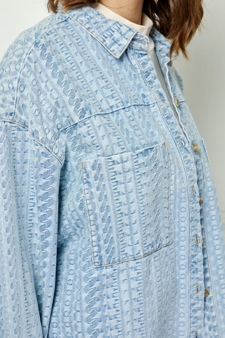 Stilla | Knapper Op Droppet Skulder Denim Top