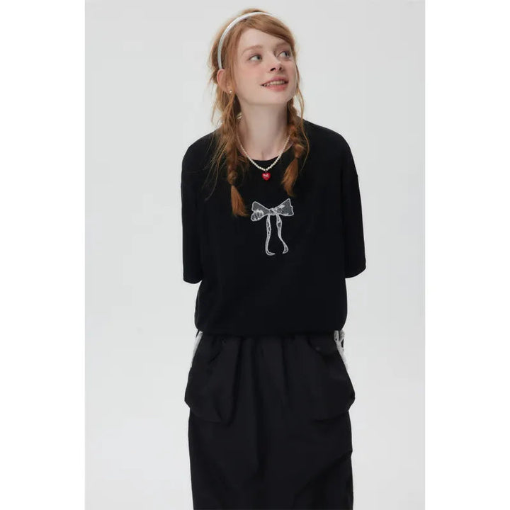 Stilla | Sløjfebroderet Oversized T-shirt