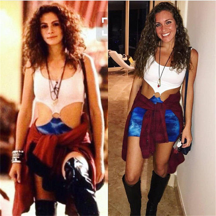 Dame Cut-Out Crop Top og Mini Skirt Sæt Stilla