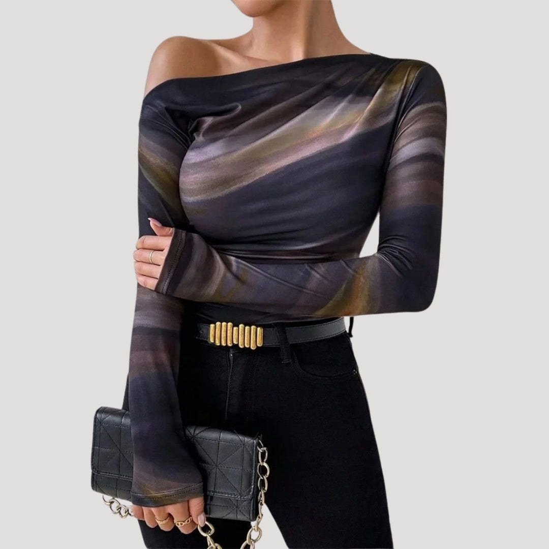 Stilla | Slank Abstrakt Off Shoulder Top