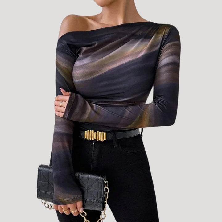 Stilla | Slank Abstrakt Off Shoulder Top