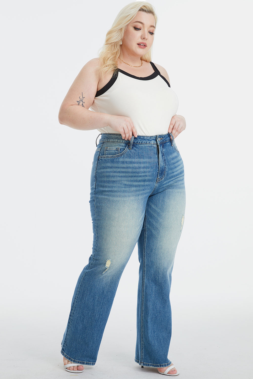 Stilla | Fuld størrelse ultra høj talje gradient bootcut jeans