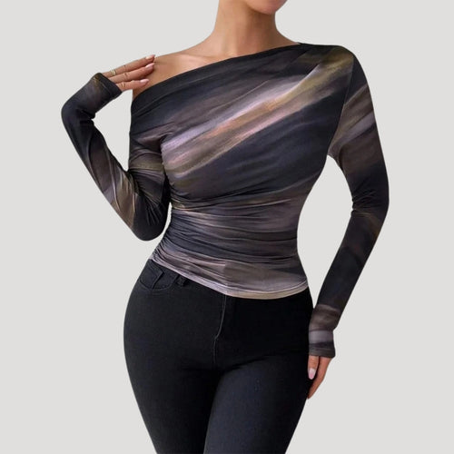 Stilla | Slank Abstrakt Off Shoulder Top