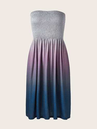 Stilla | Gradient Kjole Med Bare Skuldre, Sommer Maxi Bandeau Kjole Til Kvinder