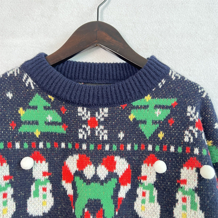 Stilla | Pullover med lange ærmer og rund halsudskæring med julemotiv