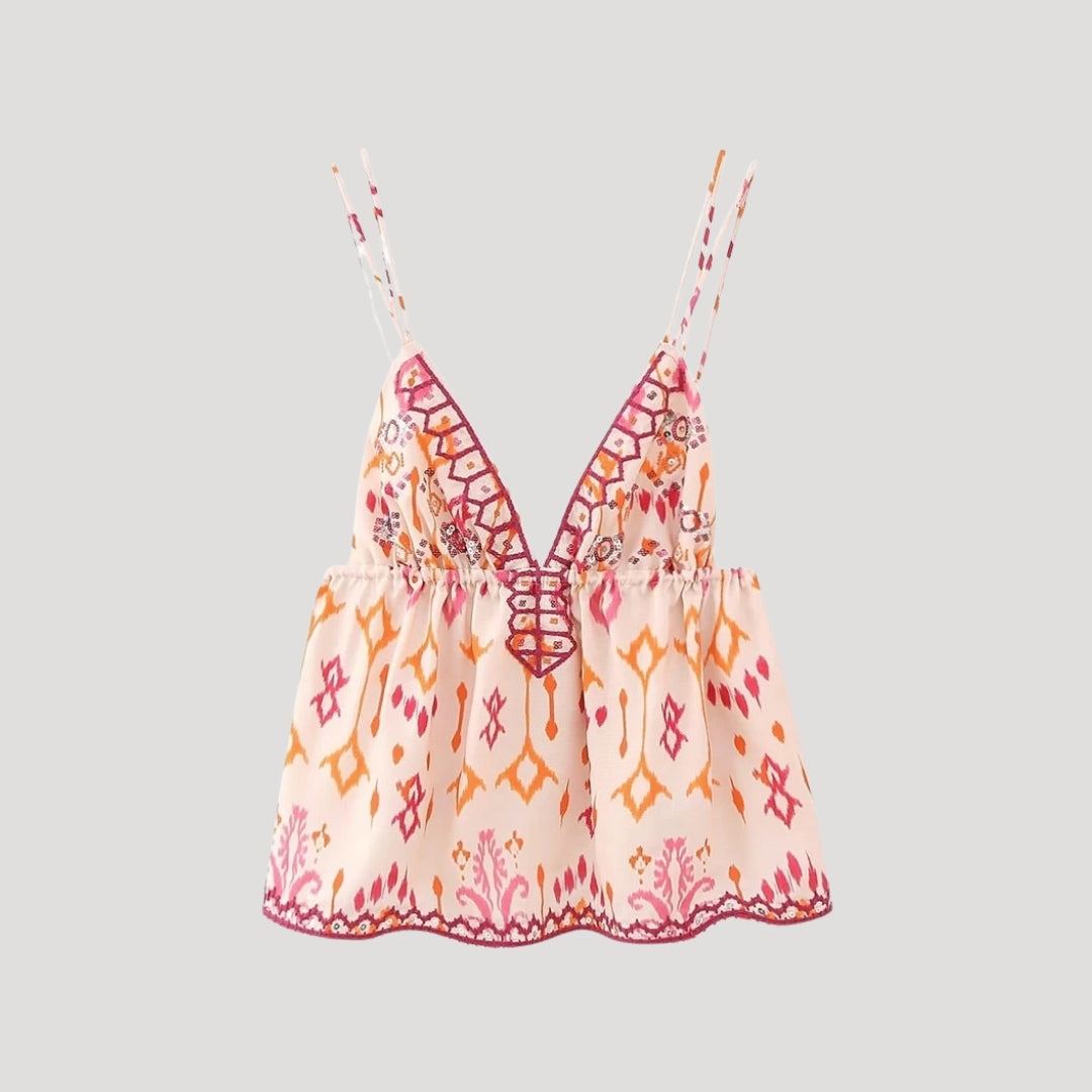 Stilla | Boho Broderet Kvast Crop Top