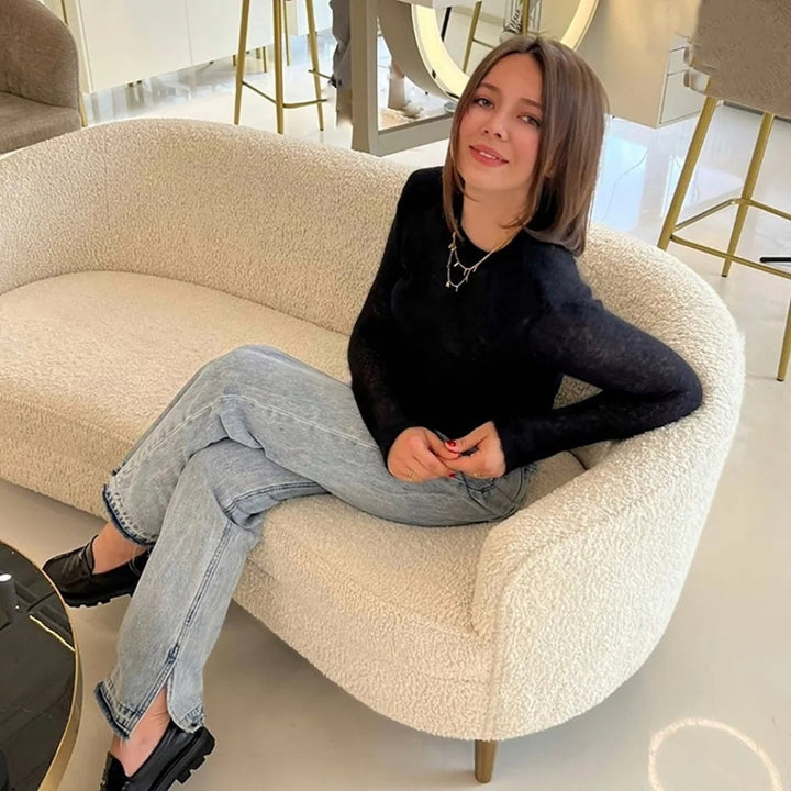 Stilla | Gennemsigtig Mohair Blend Tætsiddende Trøje